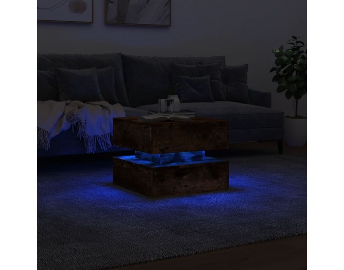 Sonata H Маса за кафе с LED осветление, опушен дъб, 50x50x40 см