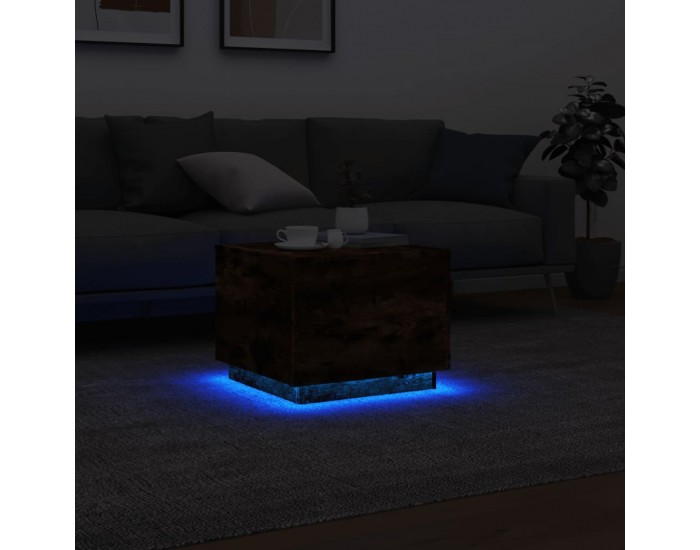 Sonata H Маса за кафе с LED осветление, опушен дъб, 50x50x40 см