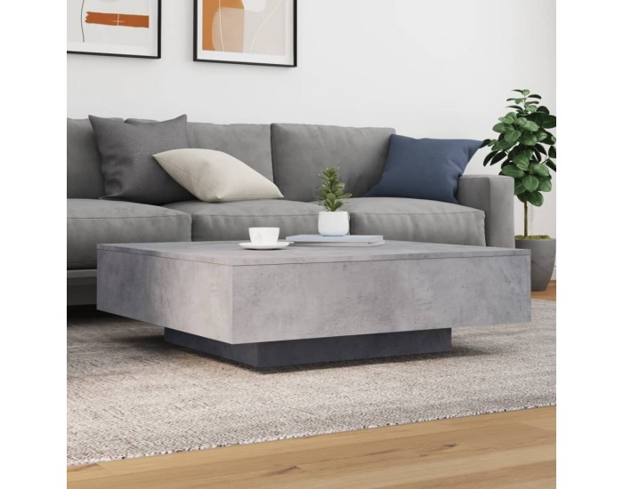 Sonata H Маса за кафе с LED осветление, бетонно сив, 100x100x31 см