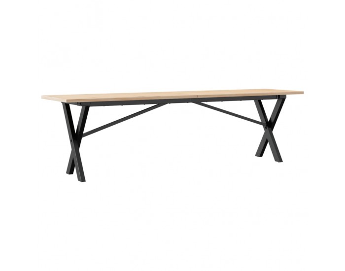 Sonata H Кафе маса X-образна рамка 160x40x45 см бор масив и чугун