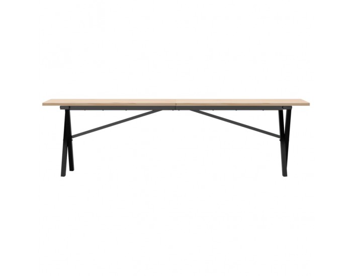 Sonata H Кафе маса X-образна рамка 160x40x45 см бор масив и чугун