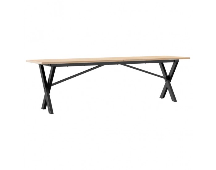 Sonata H Кафе маса X-образна рамка 160x40x45 см бор масив и чугун