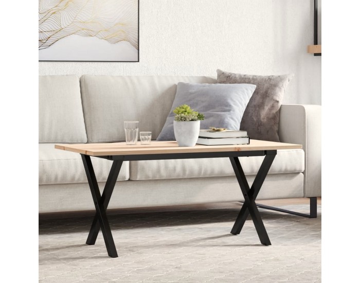 Sonata H Кафе маса X-образна рамка 90x40x45 см бор масив и чугун