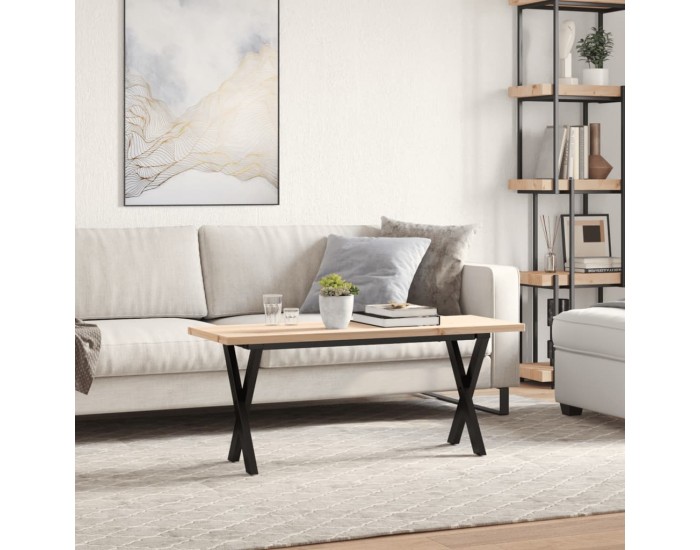 Sonata H Кафе маса X-образна рамка 110x40x45,5 см бор масив и чугун