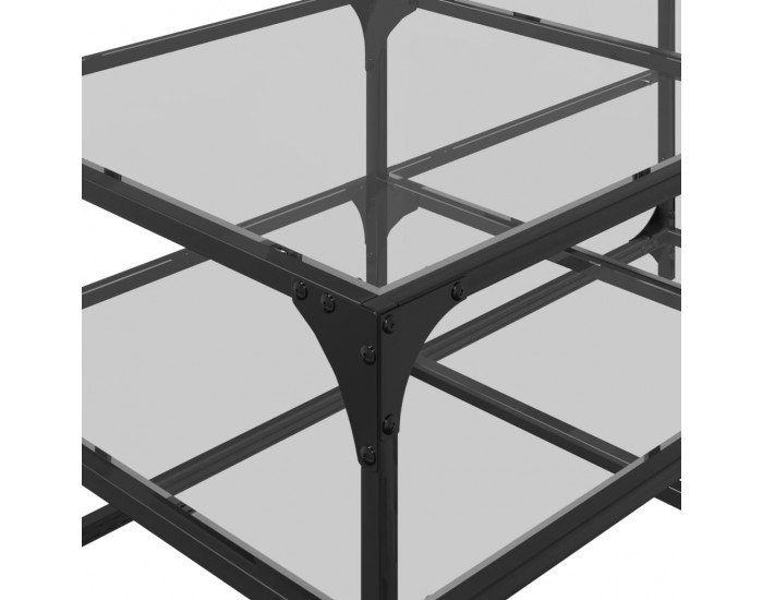 Sonata H Маса за кафе с прозрачен стъклен плот 98,5x50x45 см стомана