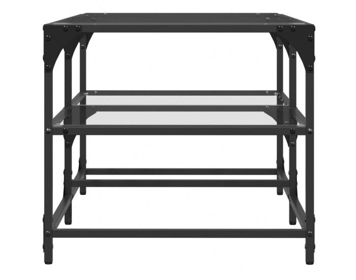 Sonata H Маса за кафе с прозрачен стъклен плот 98,5x50x45 см стомана
