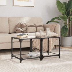 Sonata H Маси за кафе с прозрачен стъклен плот 2 бр 40x40x40 см стомана - Măsuțe de living