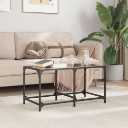 Sonata H Маса за кафе с черен стъклен плот 78,5x40x40 см стомана - Măsuțe de living