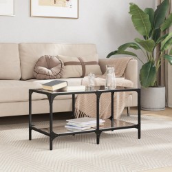 Sonata H Маса за кафе с черен стъклен плот 78,5x40x40 см стомана - Măsuțe de living