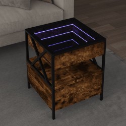 Sonata H Маса за кафе с Infinity LED, опушен дъб, 40x40x51 см - Măsuțe de living