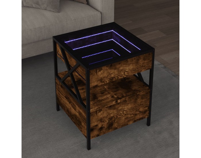 Sonata H Маса за кафе с Infinity LED, опушен дъб, 40x40x51 см