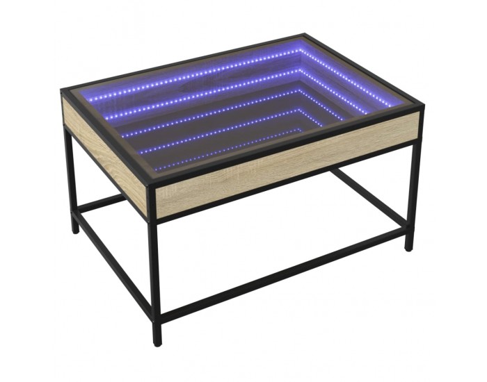 Sonata H Маса за кафе с Infinity LED, сонома дъб, 70x50x41 см