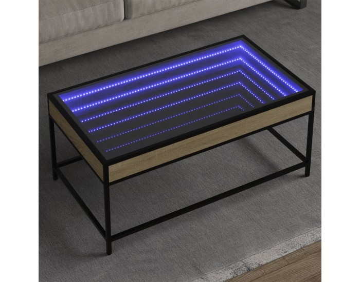 Sonata H Маса за кафе с Infinity LED, сонома дъб, 90x50x41 см