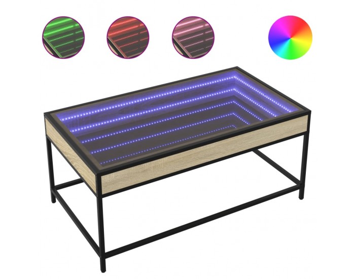 Sonata H Маса за кафе с Infinity LED, сонома дъб, 90x50x41 см
