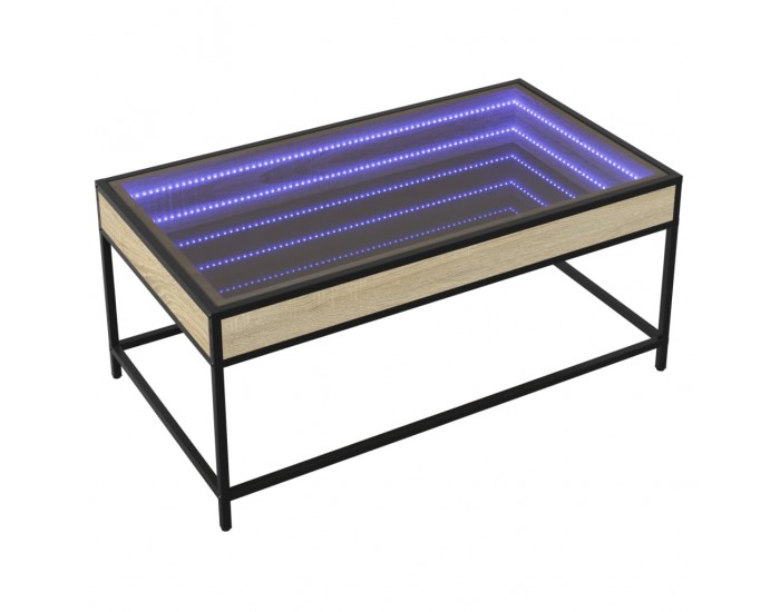 Sonata H Маса за кафе с Infinity LED, сонома дъб, 90x50x41 см