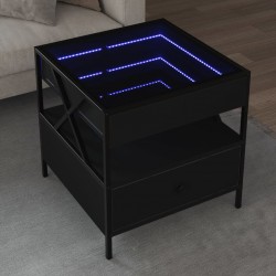 Sonata H Маса за кафе с Infinity LED черна 50x50x51 см - Măsuțe de living
