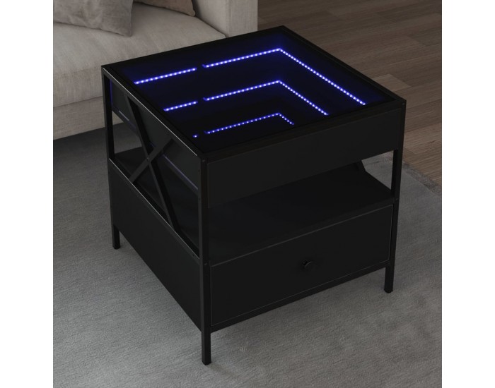 Sonata H Маса за кафе с Infinity LED черна 50x50x51 см