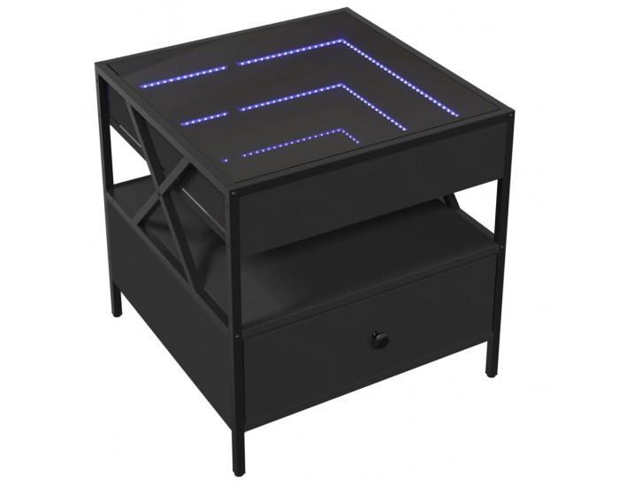 Sonata H Маса за кафе с Infinity LED черна 50x50x51 см