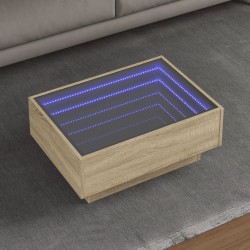 Sonata H Маса за кафе с LED, дъб сонома, 70x50x30 см, инженерно дърво - Măsuțe de living
