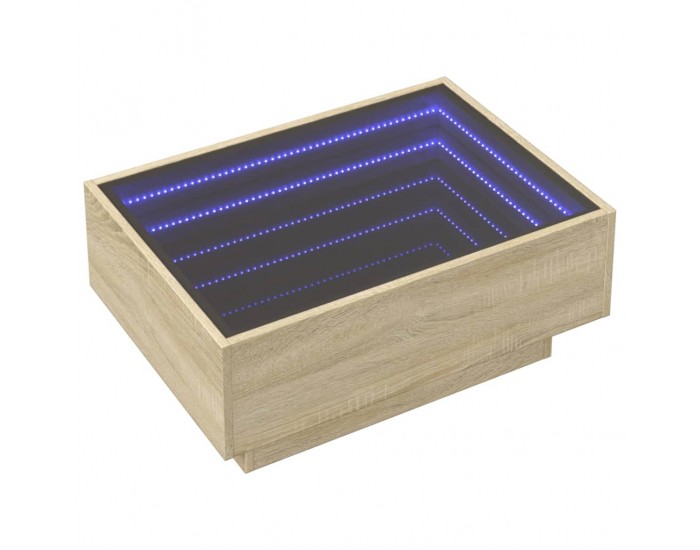 Sonata H Маса за кафе с LED, дъб сонома, 70x50x30 см, инженерно дърво