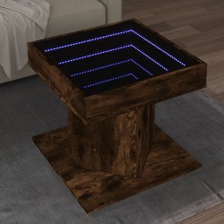 Sonata H Маса за кафе с LED, опушен дъб, 50x50x45 см, инженерно дърво - Măsuțe de living