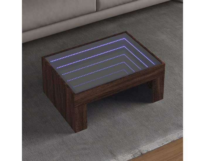 Sonata H Маса за кафе с Infinity LED, кафяв дъб, 70x50x30 см