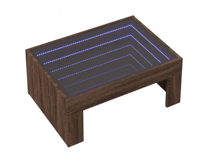 Sonata H Маса за кафе с Infinity LED, кафяв дъб, 70x50x30 см