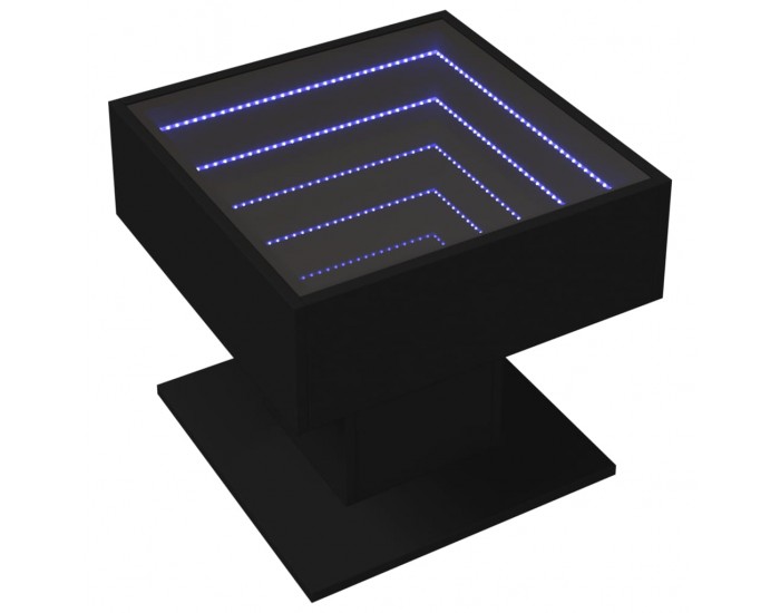 Sonata H Маса за кафе с LED, черна, 50x50x45 см, инженерно дърво