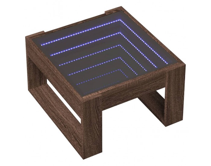 Sonata H Маса за кафе с Infinity LED, кафяв дъб, 50x53x30 см