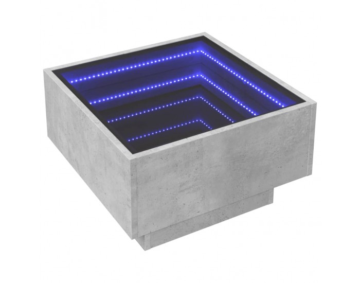Sonata H Маса за кафе с LED, бетонно сив, 50x50x30 см, инженерно дърво