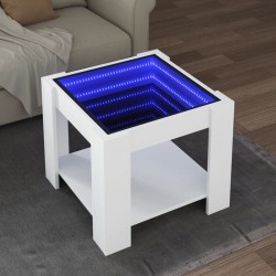 Sonata H Маса за кафе с LED, бяла, 53x53x45 см, инженерно дърво - Măsuțe de living