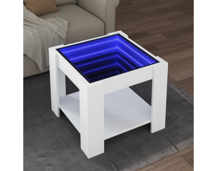 Sonata H Маса за кафе с LED, бяла, 53x53x45 см, инженерно дърво