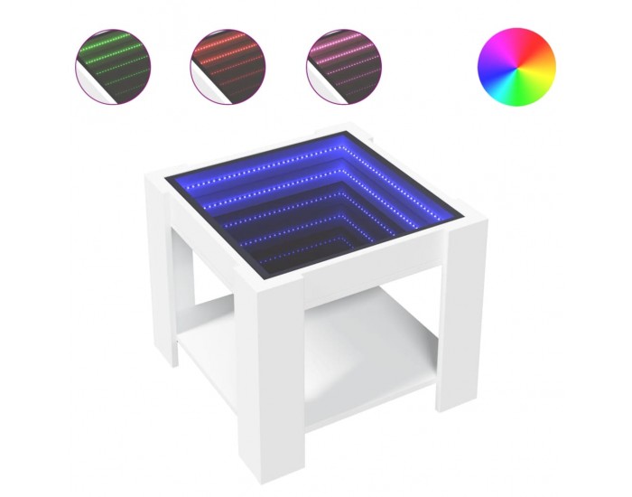 Sonata H Маса за кафе с LED, бяла, 53x53x45 см, инженерно дърво
