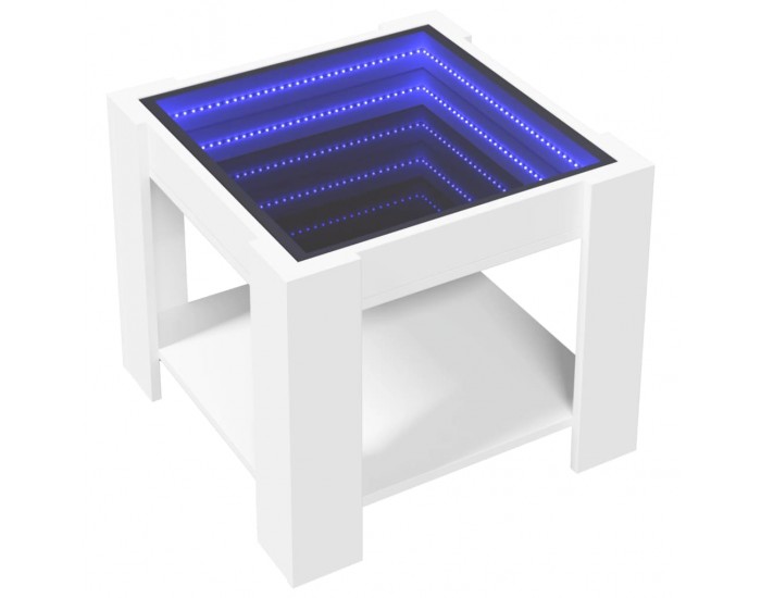 Sonata H Маса за кафе с LED, бяла, 53x53x45 см, инженерно дърво