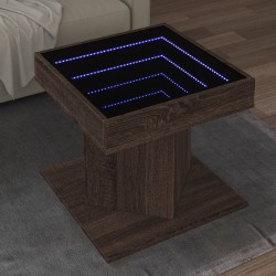 Sonata H Маса за кафе с LED, кафяв дъб, 50x50x45 см, инженерно дърво - Măsuțe de living