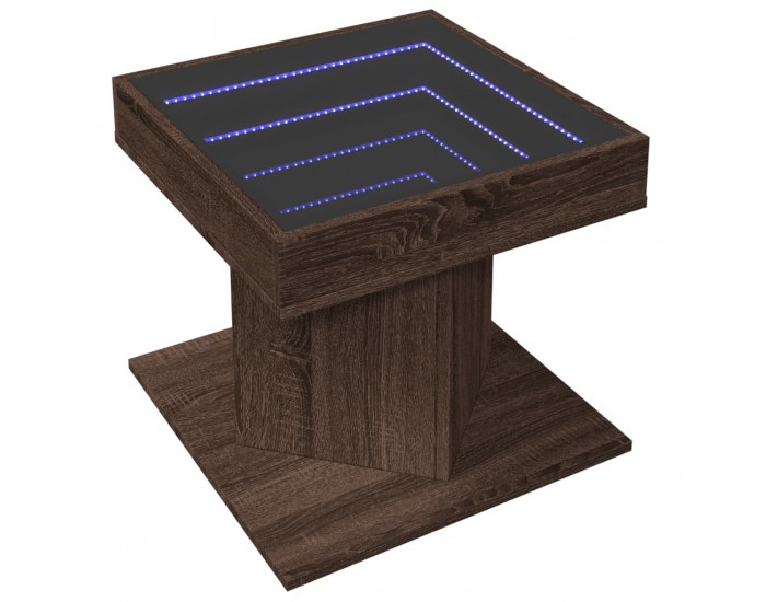 Sonata H Маса за кафе с LED, кафяв дъб, 50x50x45 см, инженерно дърво
