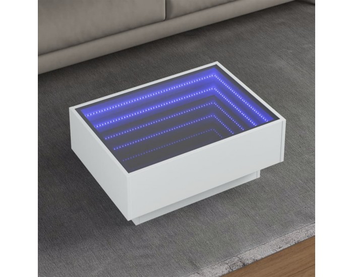 Sonata H Маса за кафе с LED, бяла, 70x50x30 см, инженерно дърво