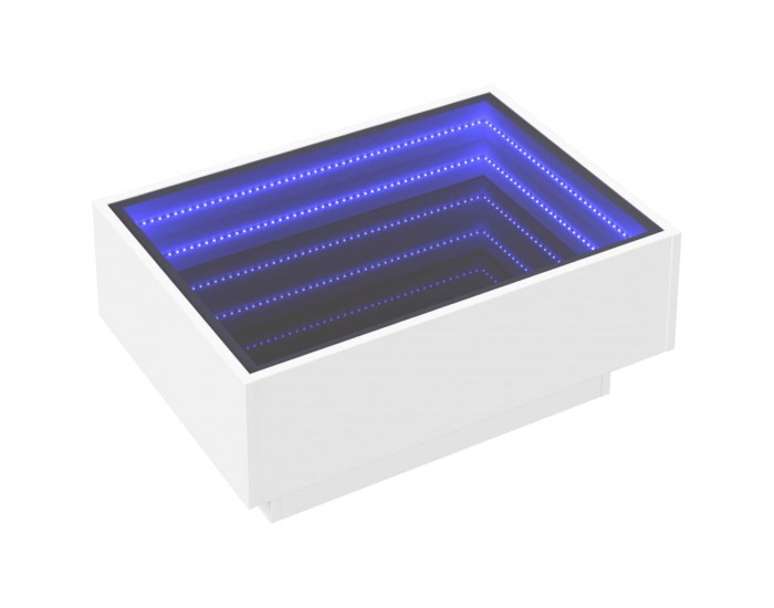 Sonata H Маса за кафе с LED, бяла, 70x50x30 см, инженерно дърво