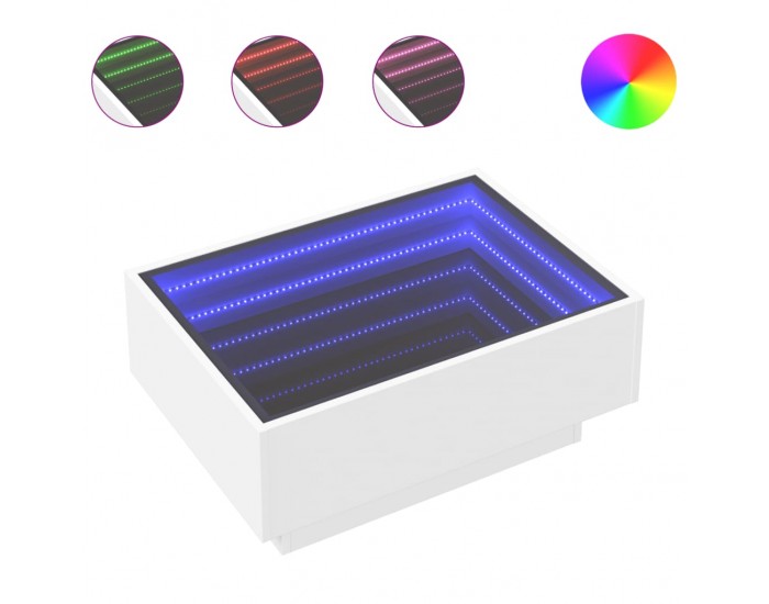 Sonata H Маса за кафе с LED, бяла, 70x50x30 см, инженерно дърво