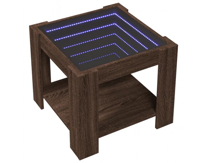 Sonata H Маса за кафе с LED, кафяв дъб, 53x53x45 см, инженерно дърво