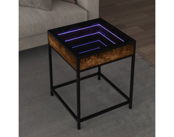 Sonata H Маса за кафе с Infinity LED, опушен дъб, 40x40x51 см