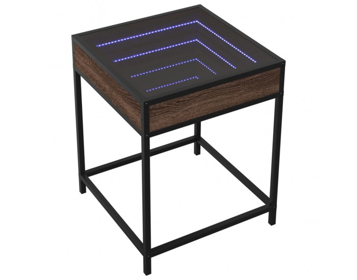 Sonata H Маса за кафе с Infinity LED, кафяв дъб, 40x40x51 см