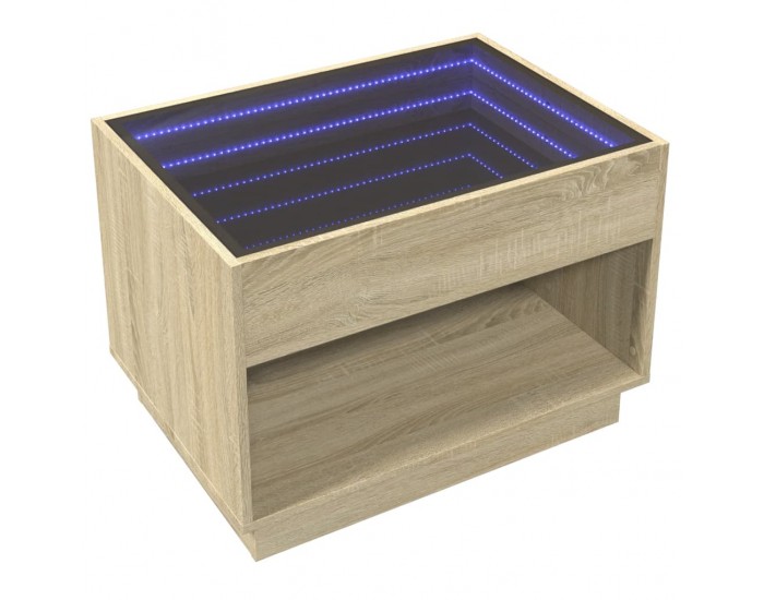 Sonata H Маса за кафе с Infinity LED, сонома дъб, 70x50x50 см