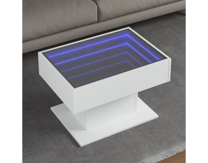 Sonata H Маса за кафе с LED, бяла, 70x50x45 см, инженерно дърво