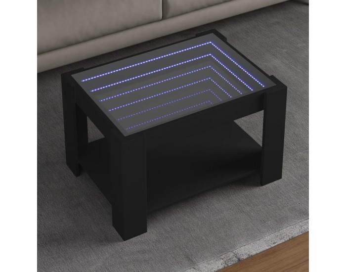 Sonata H Маса за кафе с LED, черна, 73x53x45 см, инженерно дърво