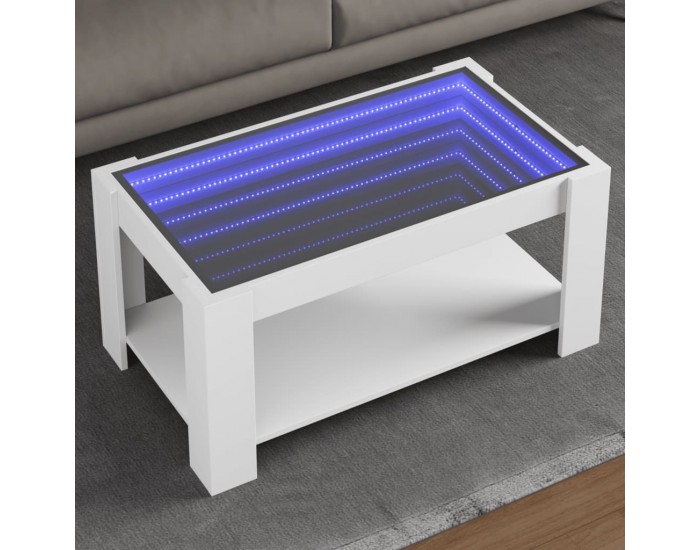 Sonata H Маса за кафе с LED, бяла, 93x53x45 см, инженерно дърво
