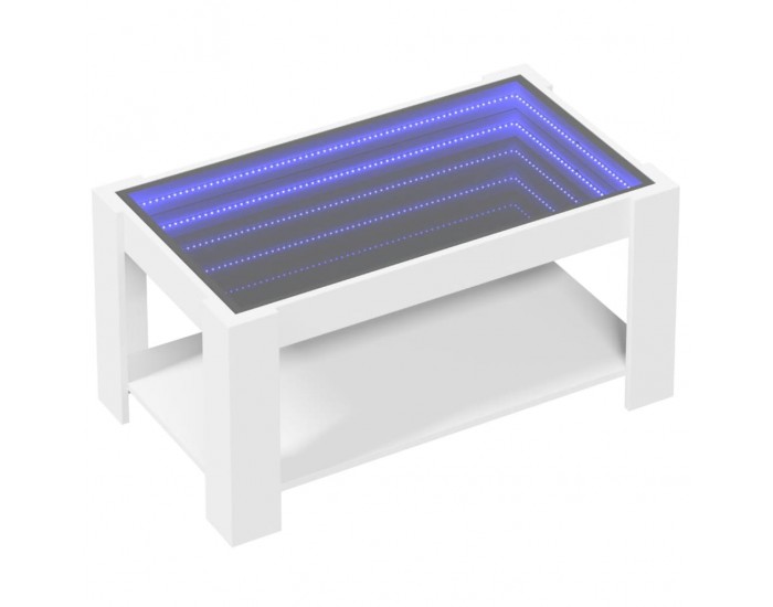 Sonata H Маса за кафе с LED, бяла, 93x53x45 см, инженерно дърво