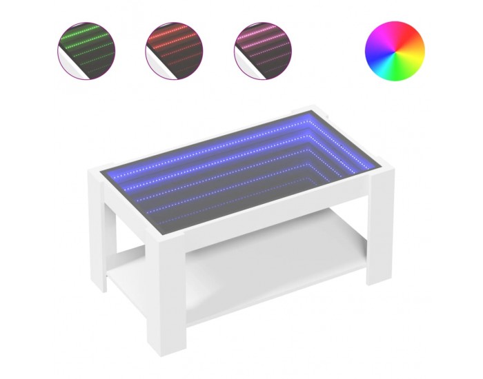 Sonata H Маса за кафе с LED, бяла, 93x53x45 см, инженерно дърво