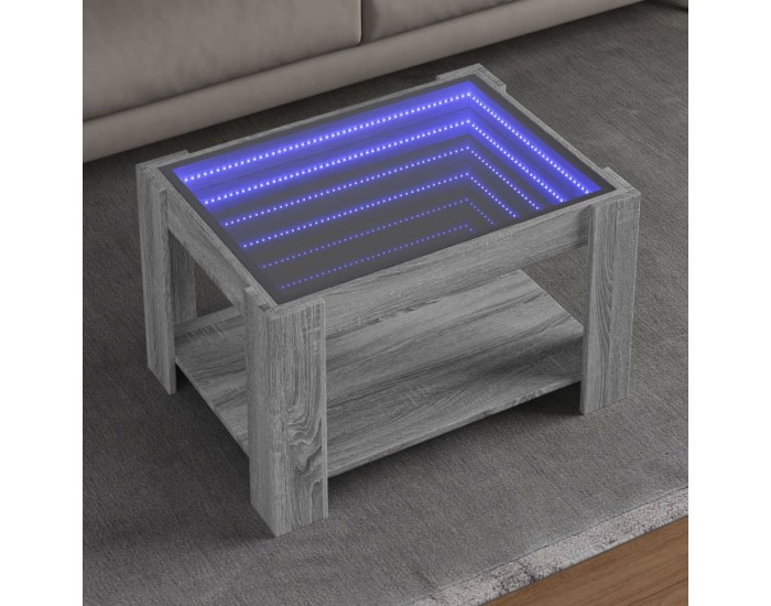 Sonata H Маса за кафе с LED, сив сонома, 73x53x45 см, инженерно дърво
