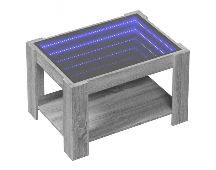 Sonata H Маса за кафе с LED, сив сонома, 73x53x45 см, инженерно дърво